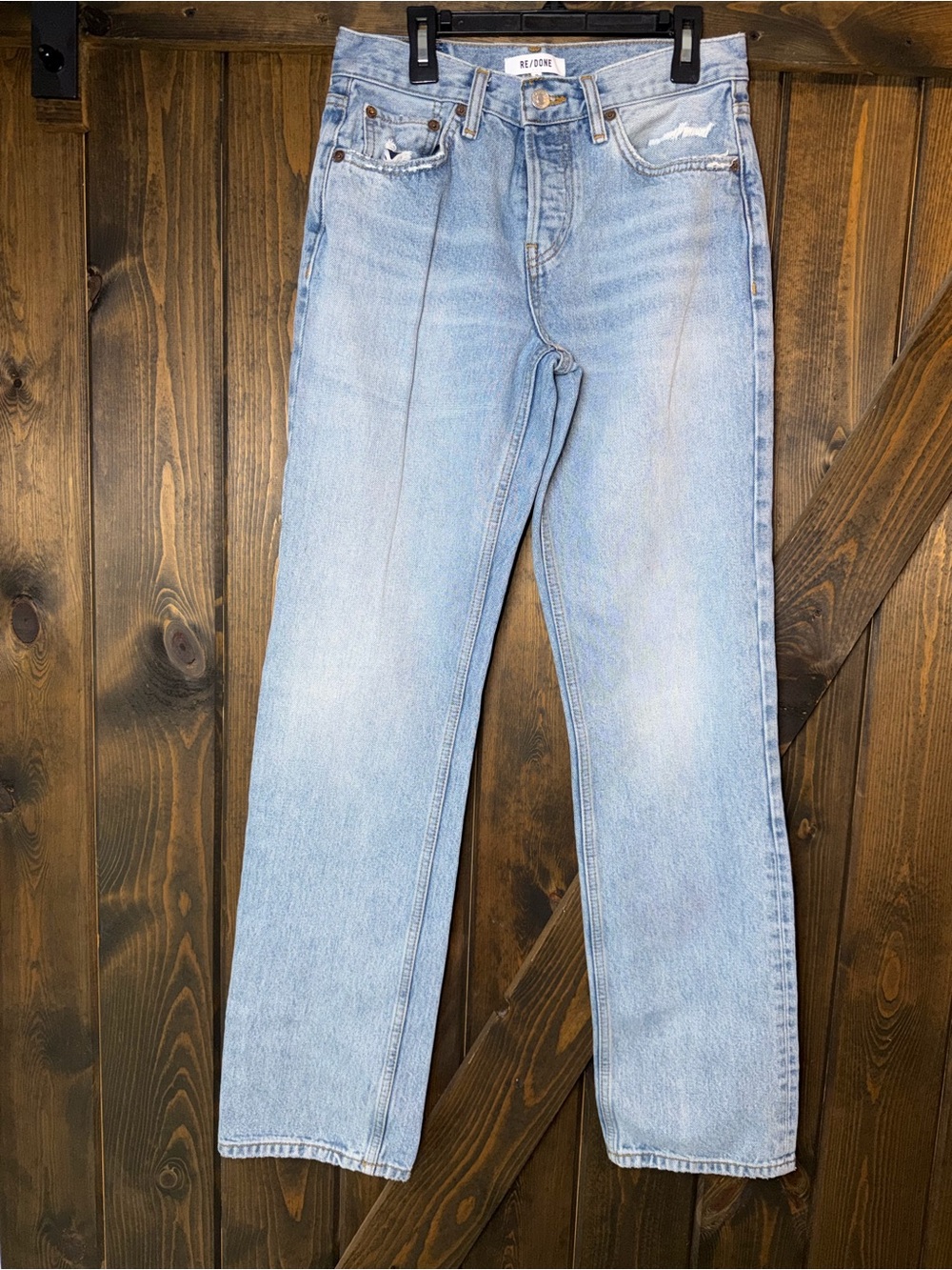Re/Done Women’s Straight Leg Jeans - Light Blue Wash 25